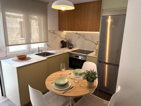 Kitchen or kitchenette, stove
