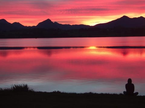 Property building, Natural landscape, Lake view, Sunset