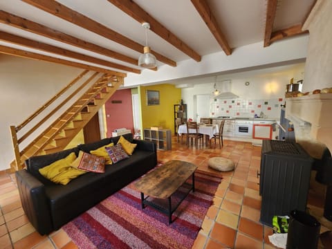 Living room, stove, kitchen