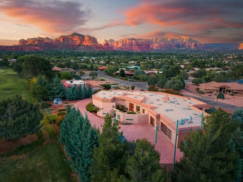 Facade/entrance, Natural landscape, Mountain view, Sunset