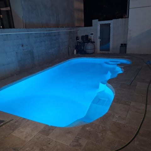 Night, Pool view, Swimming pool
