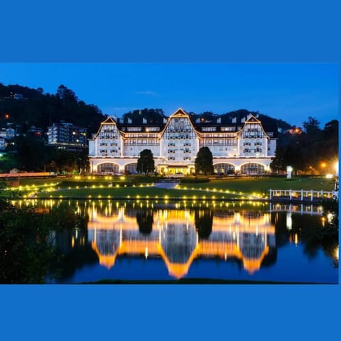 Property building, Nearby landmark, Night, Natural landscape, Lake view, Mountain view