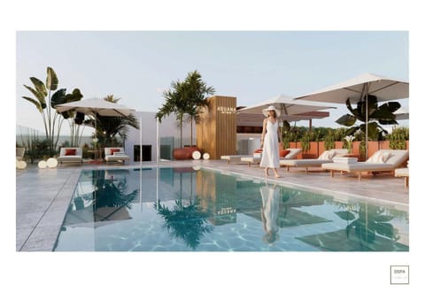 Swimming pool, sunbed