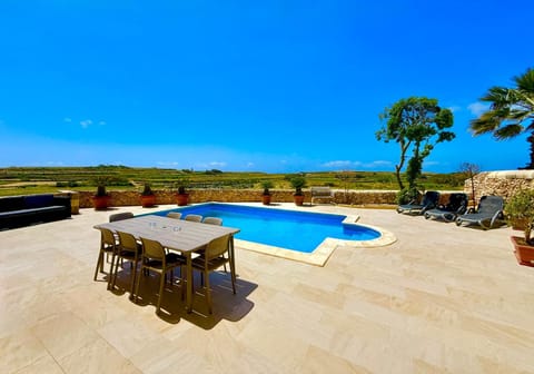 Patio, Day, Natural landscape, Dining area, Pool view, Swimming pool, sunbed