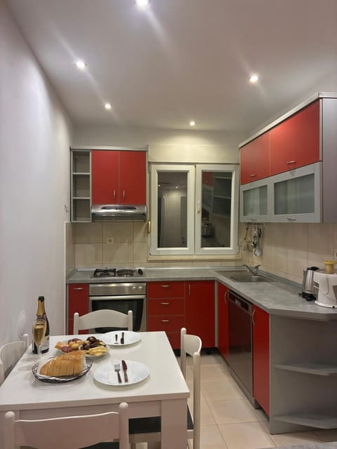 Dining area, dishwasher, oven, stove