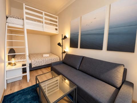 Bed, Living room, Seating area, Bedroom, bunk bed