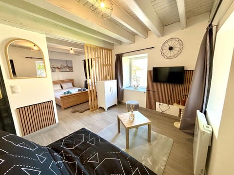 Bed, TV and multimedia, Living room, Photo of the whole room, Seating area, Bedroom