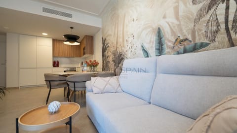 Kitchen or kitchenette, Living room, Seating area, Dining area, air conditioner