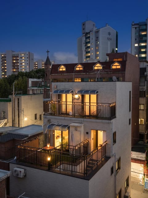Property building, Night, View (from property/room), Balcony/Terrace, City view