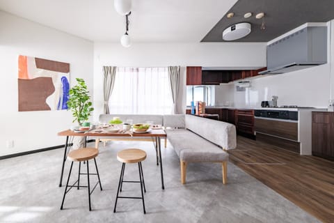 Kitchen or kitchenette, Living room, Dining area