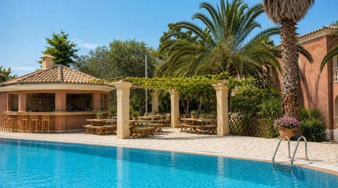 Property building, Living room, Swimming pool