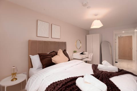 Bed, Photo of the whole room, Bedroom, towels, wardrobe