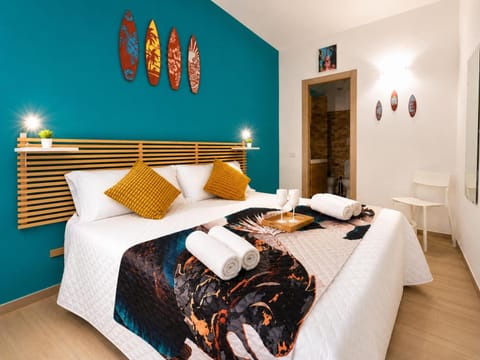 Bed, Photo of the whole room, Bedroom, towels, wardrobe