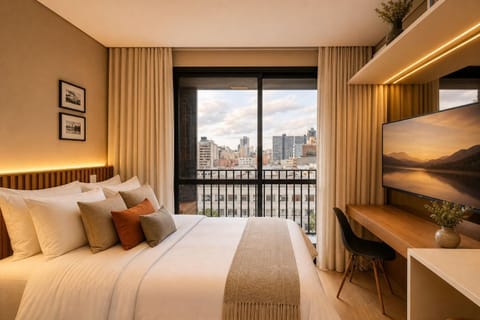 Bed, Day, View (from property/room), Bedroom, air conditioner