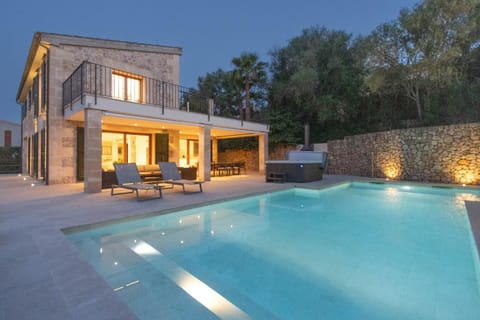 Property building, Night, Swimming pool, sunbed