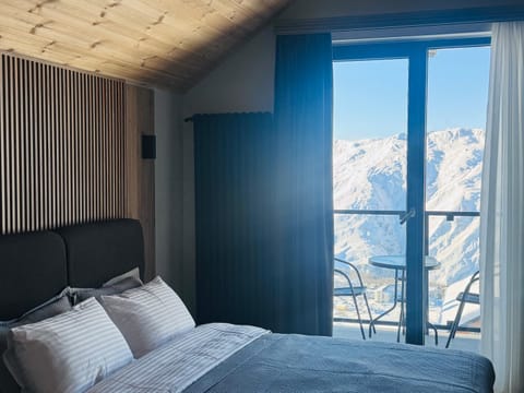 Bed, Natural landscape, Bedroom, Mountain view