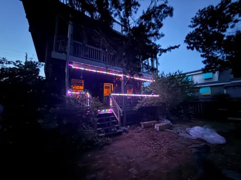 Property building, Night, Garden, Garden view