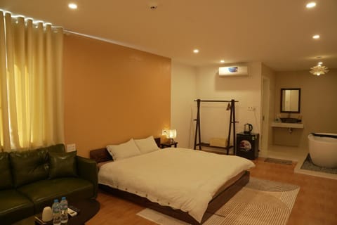 Bed, Bedroom, City view