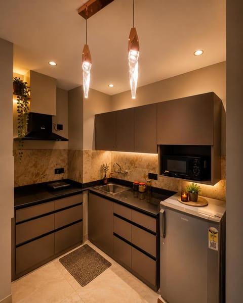 Kitchen or kitchenette, stove