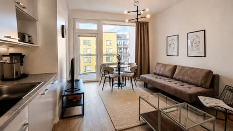 Kitchen or kitchenette, Living room, Seating area