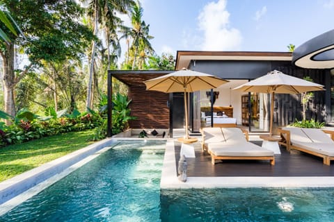 Property building, Day, Natural landscape, Garden, Seating area, Garden view, Pool view, Swimming pool, sunbed
