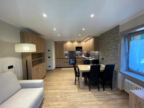 Kitchen or kitchenette, Living room, Seating area, Dining area, stove