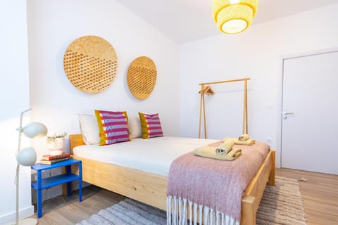 Bed, Photo of the whole room, Bedroom, towels, wardrobe