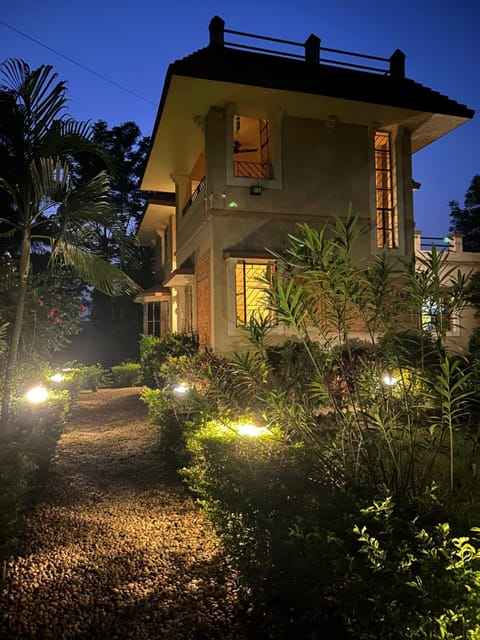 Property building, Night, Garden, Garden view