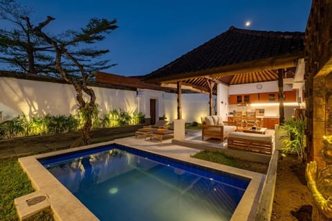 Night, Natural landscape, Garden, Pool view, Swimming pool, Swimming pool, sunbed