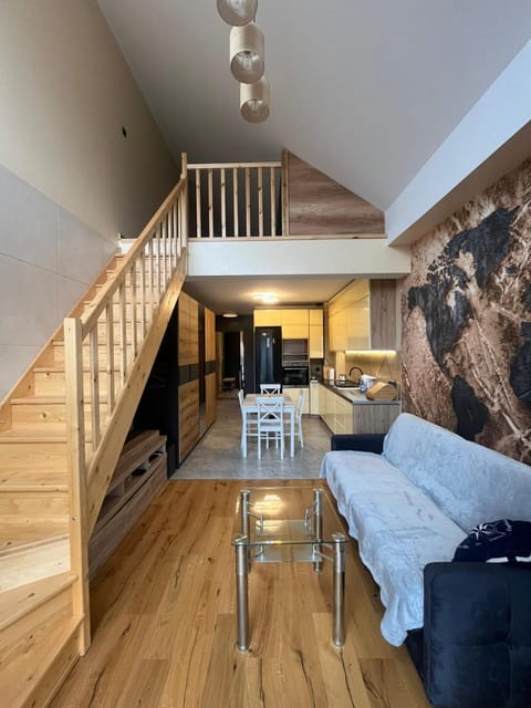 Kitchen or kitchenette, Living room, Seating area