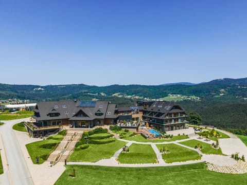Property building, Spring, Natural landscape, Bird's eye view, Mountain view