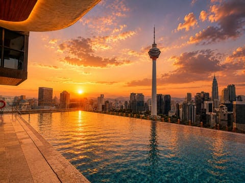 Nearby landmark, Day, Natural landscape, City view, Pool view, Swimming pool, Sunrise, Sunset