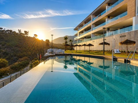 Property building, Pool view, Sunrise
