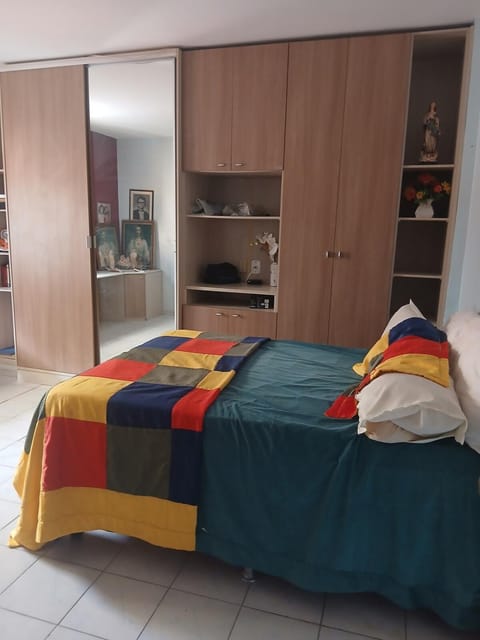 Bed, wardrobe