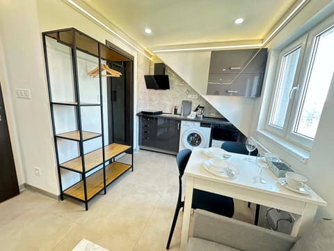 Bed, TV and multimedia, Kitchen or kitchenette, Photo of the whole room, Bedroom, hair dresser, minibar, oven, stove