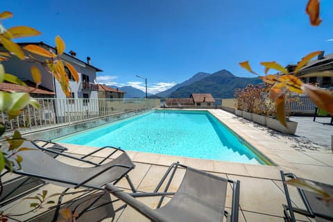 Property building, Living room, Swimming pool