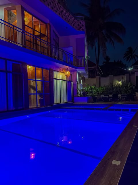Night, Pool view, Swimming pool