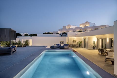 Property building, Night, Swimming pool