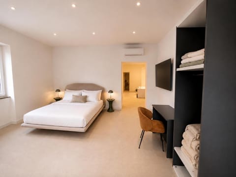 Bed, wardrobe