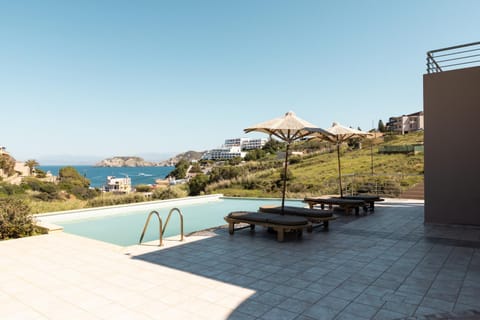 Patio, View (from property/room), Sea view, Swimming pool, sunbed