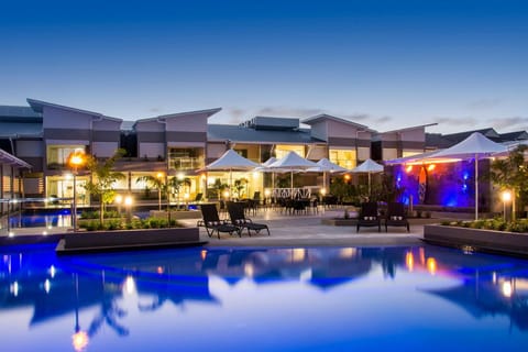 Property building, Night, Pool view, Swimming pool