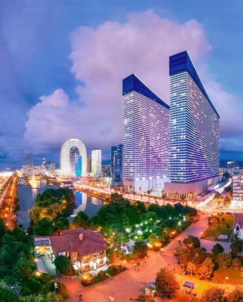 Property building, Night, Bird's eye view, City view, Location
