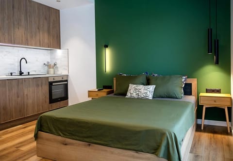 Bed, Kitchen or kitchenette, Bedroom, oven, stove