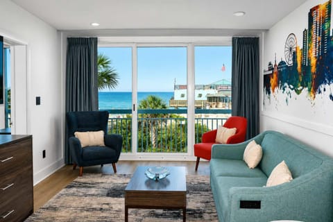 View (from property/room), Balcony/Terrace, Living room, Seating area, Sea view