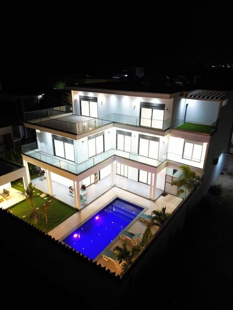 Night, Pool view, Swimming pool