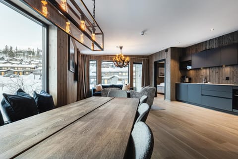 Winter, Kitchen or kitchenette, Living room, Seating area, Dining area