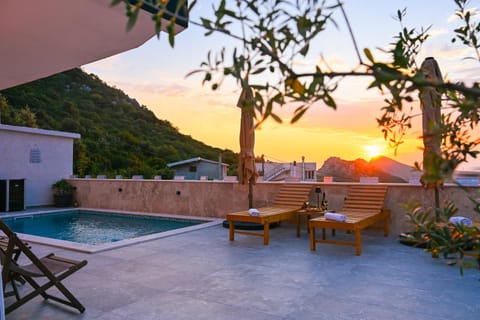 Patio, Natural landscape, Pool view, Swimming pool, Sunrise, Sunset