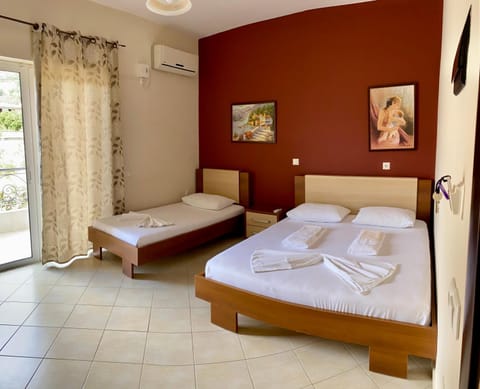 Bed, Bedroom, towels, air conditioner