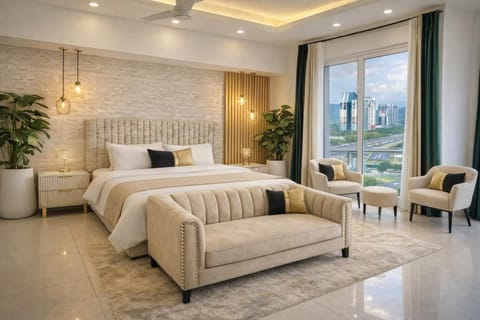 Bed, Living room, Photo of the whole room, Seating area, Bedroom