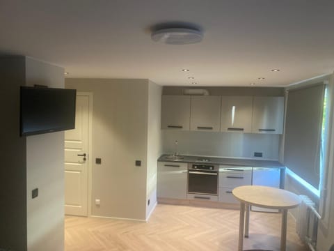 Kitchen or kitchenette, oven, stove